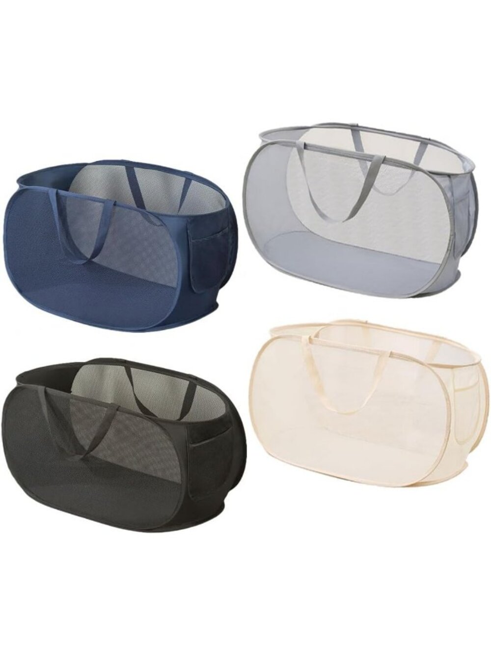 4 Collapsible Pop-Up Laundry Baskets - Space-Saving Hamper Set for Easy Storage